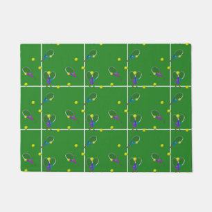 Tennis Court with Rackets and Balls Doormat