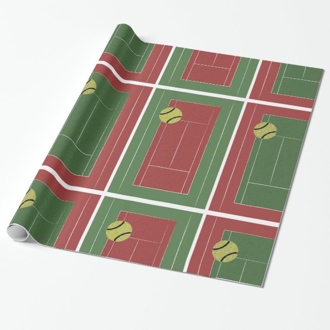 Tennis Courts Wrapping Paper (Unrolled)