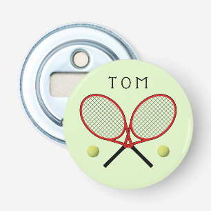 Tennis crossed rackets personalized green bottle opener