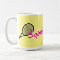 Tennis Custom Name Hot Pink Yellow Black