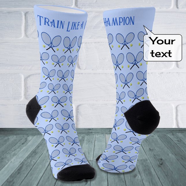 Tennis custom text pattern light blue socks (Creator Uploaded)