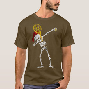 Tennis Dabbing Skeleton Pirate Skeleton Playing Te T-Shirt