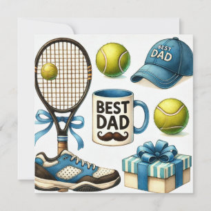 Tennis Dad Father's Day with Racket and Ball Holiday Card