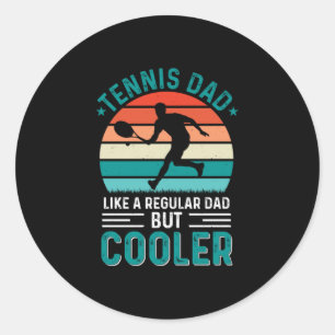 Tennis Dad Retro Sunset Classic Round Sticker
