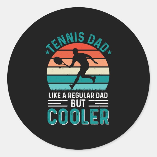Tennis Dad Retro Sunset Classic Round Sticker (Front)