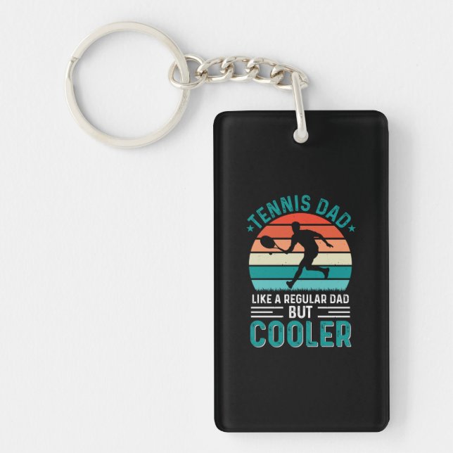 Tennis Dad Retro Sunset Keychain (Front)