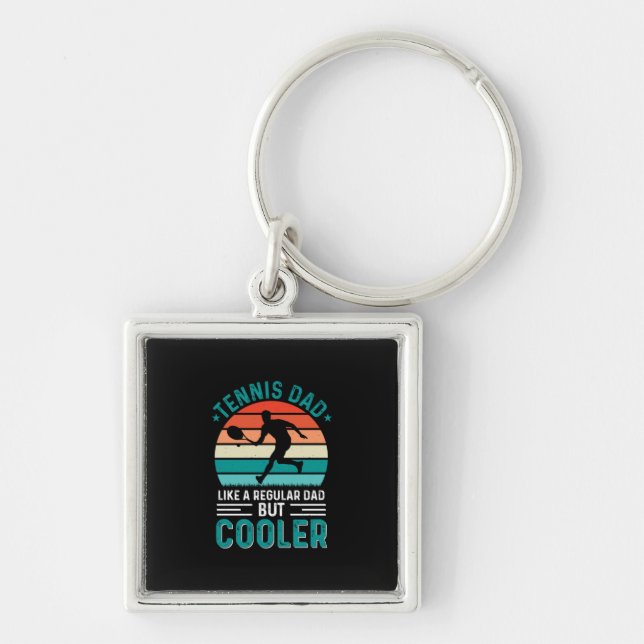 Tennis Dad Retro Sunset Keychain (Front)