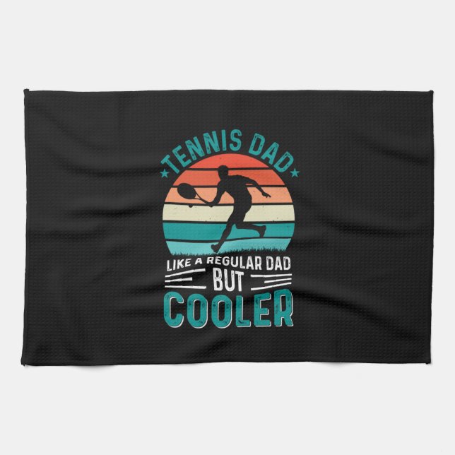 Tennis Dad Retro Sunset Kitchen Towel (Horizontal)