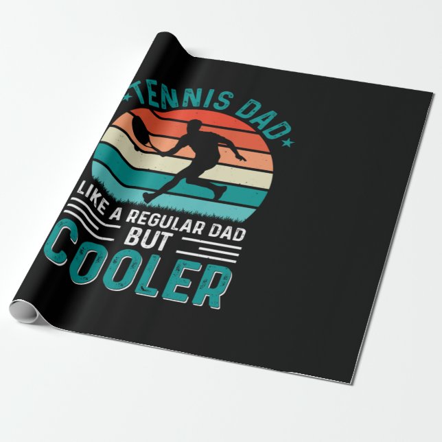 Tennis Dad Retro Sunset Wrapping Paper (Unrolled)