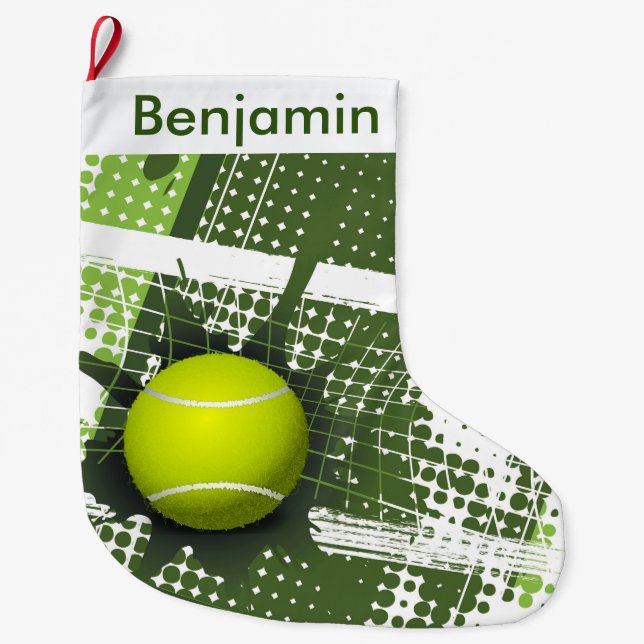 Tennis Design Large Christmas Stocking (Front)