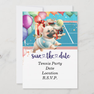 Tennis Dog Birthday: Save the Date Invitation Card