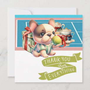 Tennis Dog Birthday Thank You Card