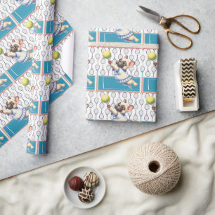 Tennis Dog Let's Play the Game Wrapping Paper