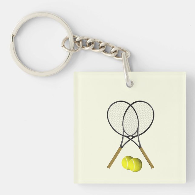 Tennis Doubles Cream Keychain (Front)