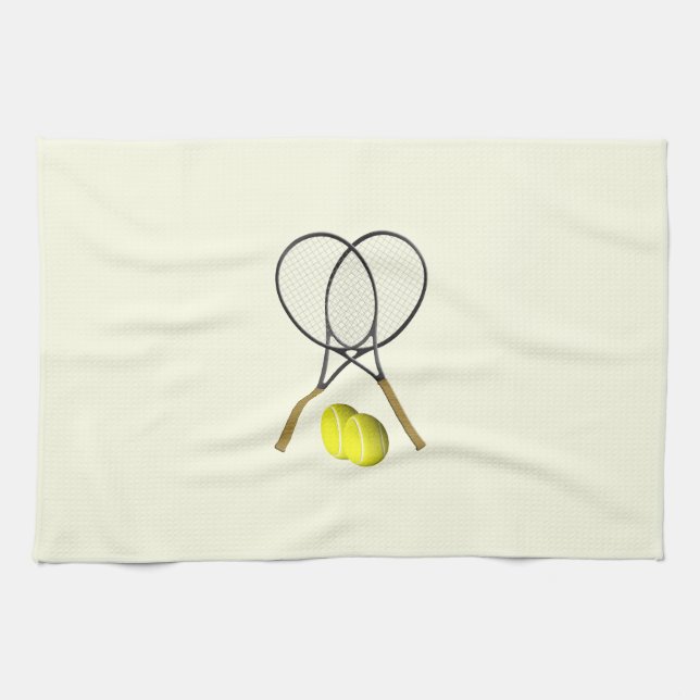 Tennis Doubles Cream Kitchen Towel (Horizontal)