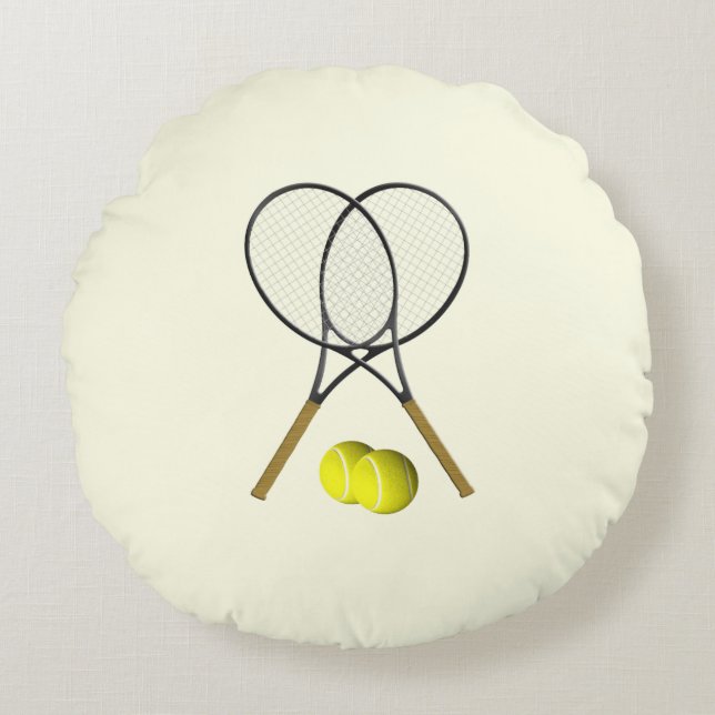 Tennis Doubles Cream Round Pillow (Front)