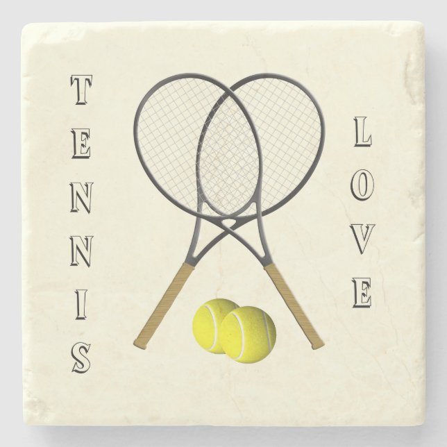 Tennis Doubles Cream Stone Coaster (Front)