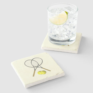 Tennis Doubles Cream Stone Coaster