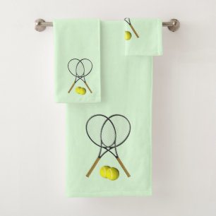 Tennis Doubles Green Bath Towel Set