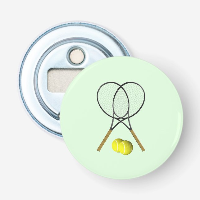 Tennis Doubles Green Bottle Opener (Front)