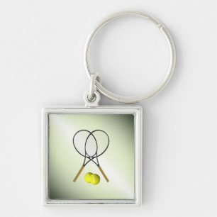 Tennis Doubles Green Keychain