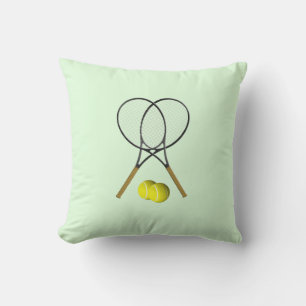 Tennis Doubles Green Throw Pillow