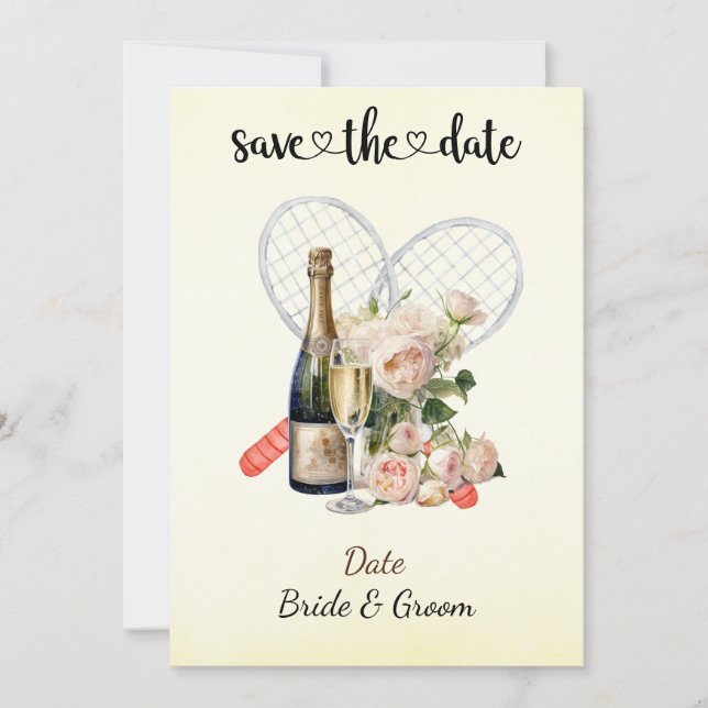 Tennis Enregistrer la date Mariage Fête Invitation (Devant)