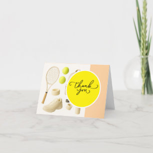 Tennis equipment racket ball for player thank you card