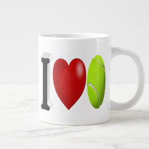 Tennis Fan half text  Large Coffee Mug
