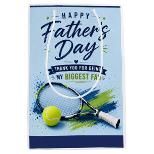 Tennis Father’s Day for Dad Blue Watercolor Medium Gift Bag