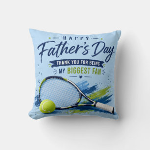 Tennis Father’s Day for Dad Blue Watercolor Throw Pillow