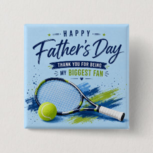 Tennis Father’s Day for Dad Racket and Ball 2 Inch Square Button
