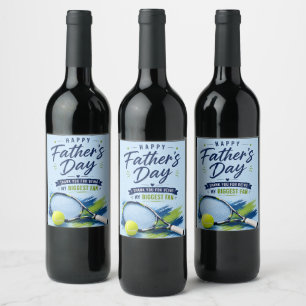 Tennis Father’s Day for Dad racket and ball Wine Label