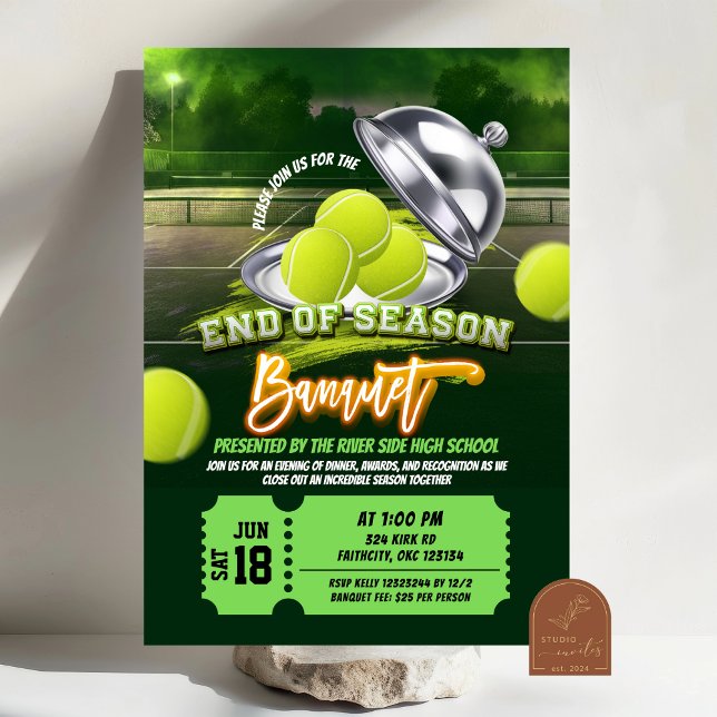 Tennis Fin de saison Banquet Party Invitation (Créateur téléchargé)