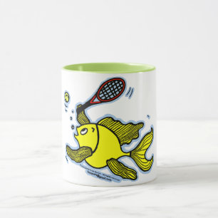 Tennis Fish, Fish Playing Tennis funny Tea/Coffee Mug