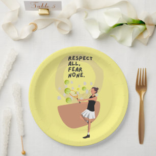 Tennis for woman player party paper plate