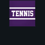 TENNIS Fun Bold Athletic Deep Purple White Stripes Canvas Print<br><div class="desc">This sporty design features athletic TENNIS text inside bright pink and white racing stripes against deep purple background.  The text and colors can be personalized.</div>