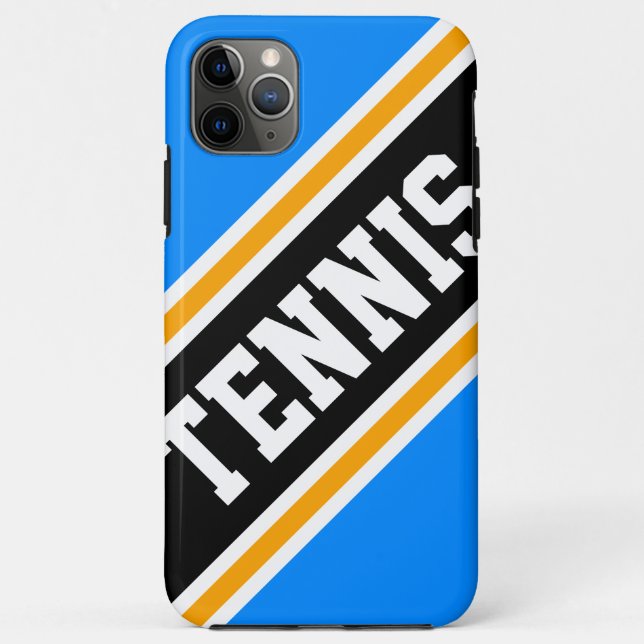 TENNIS Fun Bright Blue Black White Racing Stripes Case-Mate iPhone Case (Back)