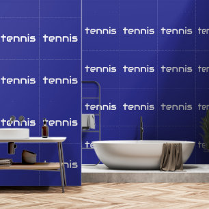 TENNIS Fun Refined White Sleek Text On Navy Blue Wallpaper