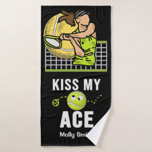 Tennis Funny Kiss My Ace for Player Bath Towel