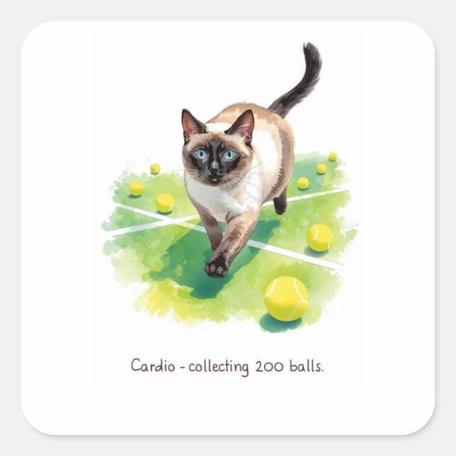 Tennis Funny Saying for Cat Lovers Square Sticker (Front)