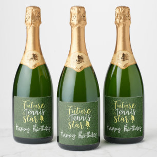 Tennis Future Tennis Star Happy Birthday  Sparkling Wine Label
