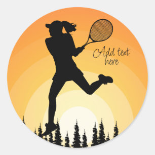 Tennis Girl Player Women Tennis Classic Round Sticker