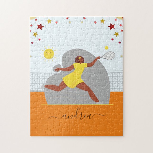 Tennis Girl Star Player Athlete Illustration Name Jigsaw Puzzle (Vertical)