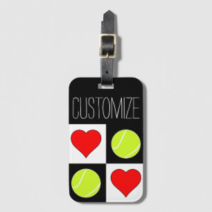 Tennis Girls Cute Tennis Ball and Heart Pattern Luggage Tag