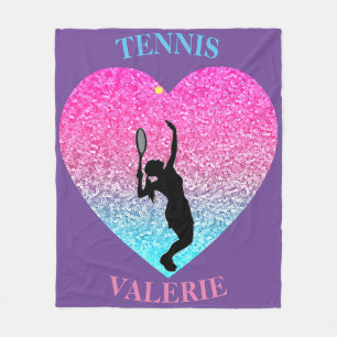 Tennis Girls Fleece Blanket w/ Personalized Name
