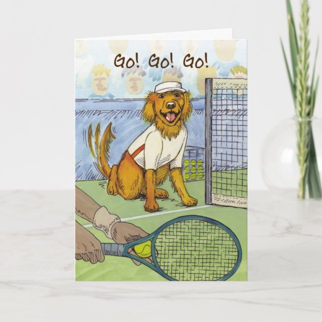 Tennis Golden Retriever - Bonne carte de chance (Devant)