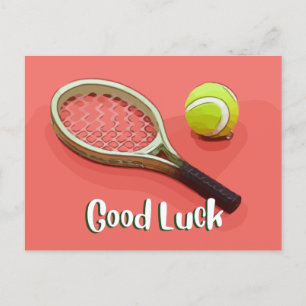 Tennis Good Luck on red background Postcard