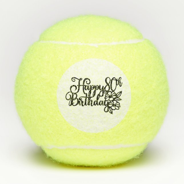 Tennis Happy 80th Birthday Tennis Balls (Front)