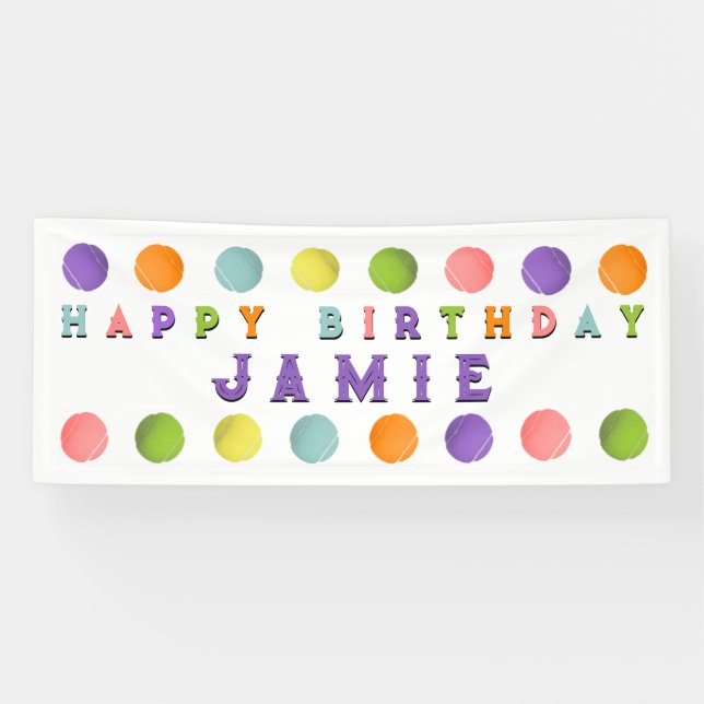 Tennis Happy Birthday Banner (Horizontal)